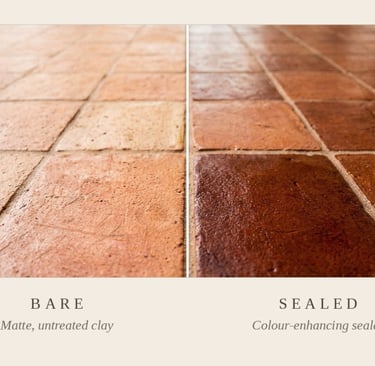 matte versus colour-enhanced terracotta finish.