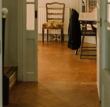 Threshold doorway marking a change of pace in a Mediterranean house