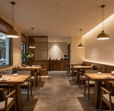 Elegant minimalist office reception area with navy and gold accents reflecting archispirit's refined style.
