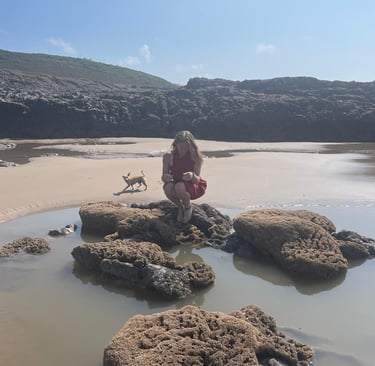 lady wearing hemp sarong outdoors on beach