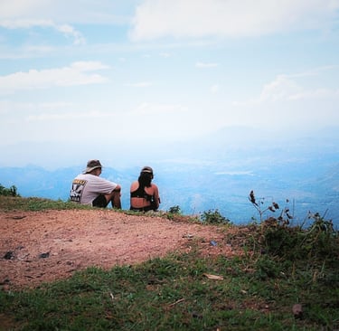 Foreign couple enjoying the mountain view in Bibile near Nobel Bibila Hotel.