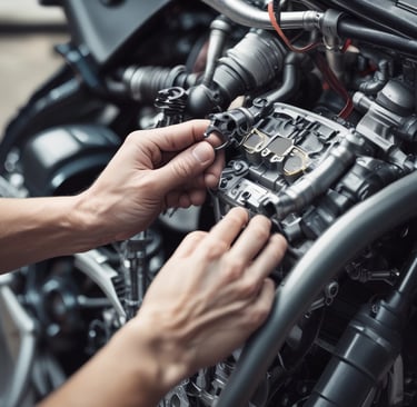 Durable plastic enclosure of the rpm limiter module, showing its sturdy design against a scooter backdrop.