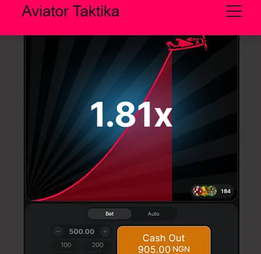“Aviator” oyun interfeysi, aktiv raund zamanı ekranda görünən “Cash Out” düyməsi, sürətlə artan əmsa