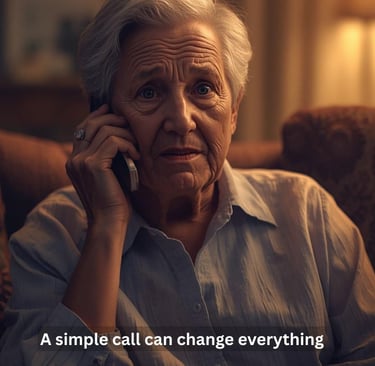 Senior receiving daily check-in call for safety and reassurance