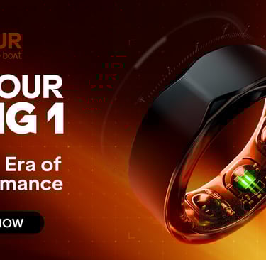 Valour Ring 1 by boAt, a sleek black smart ring for performance tracking with internal sensors.