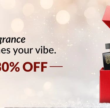 Avon perfume gift sets in a red box with a 30% off fragrance sale banner.