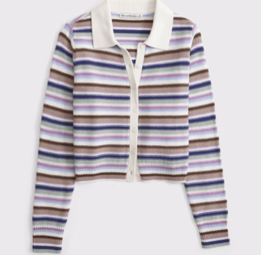 A cropped multi-colored striped cardigan from abercrombie