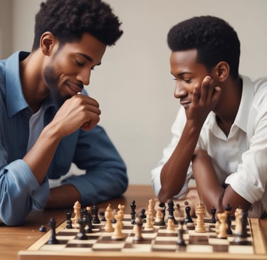 An adult chess tournament in progress with players intently studying the board.