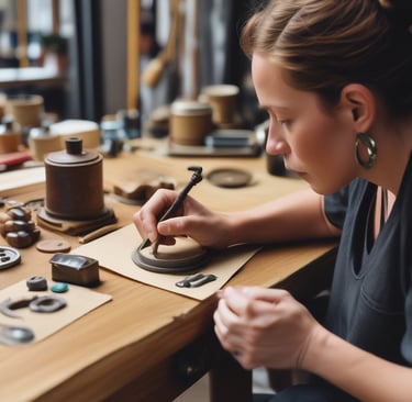 Girl making crafts with stiff materials