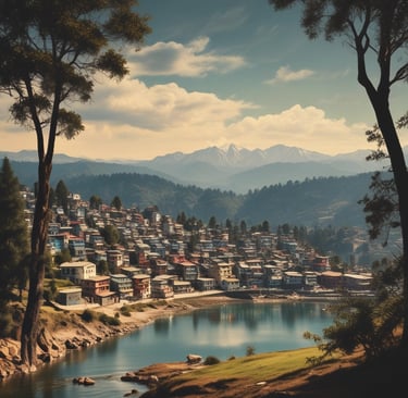 A vibrant shot of the bustling markets in Dehradun with colorful local handicrafts on display.