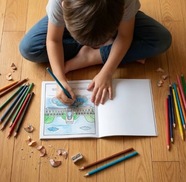 young child sitting on the floor coloring