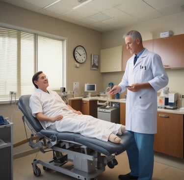 Dr. Chandresh Gupta consulting with a patient in a bright, welcoming clinic room.