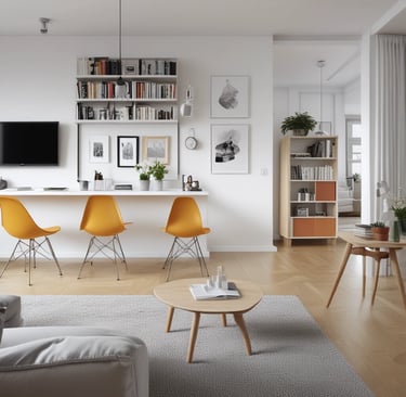Bright and cozy living room with tasteful home staging.