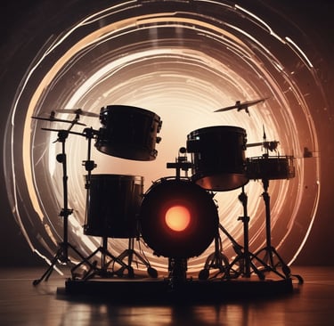 A dimly lit recording studio with vintage microphones and mixing equipment, evoking a cinematic atmosphere.