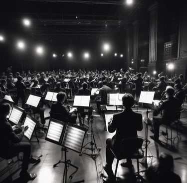 Mixing console illuminated by subtle red and blue lights, highlighting the detailed controls.