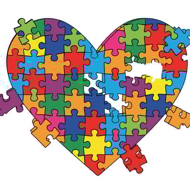 a heart shaped puzzle piece with a puzzle piece of puzzle pieces