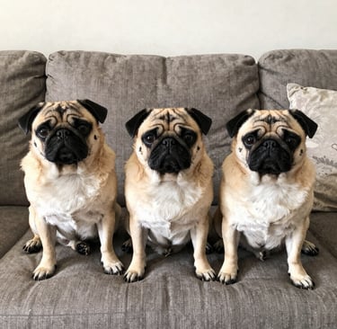 a dog and a dog sitting on a couch