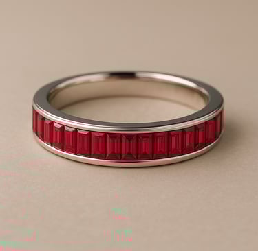 Ruby Baguette Eternity Ring in White Gold