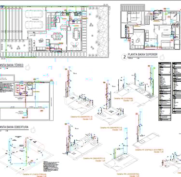 Projeto executivo de obra com plantas técnicas detalhadas