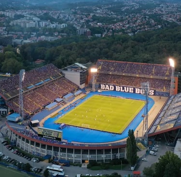 Panoramaaufnahme des Maksimir-Stadions, Heimstadion von Dinamo Zagreb.
