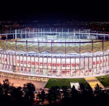 Vogelperspektive auf die Arena Națională in Bukarest, bekanntes Fußballstadion und Austragungsort internationaler Spiele