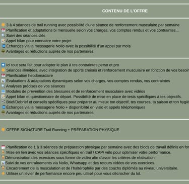Tarifs des prestations de coaching de trail running 