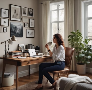 A laptop displaying a stock market graph with a rising trend is placed on a desk. Next to the laptop are several books stacked on each other, with titles related to investing. A mouse is positioned to the right of the laptop.