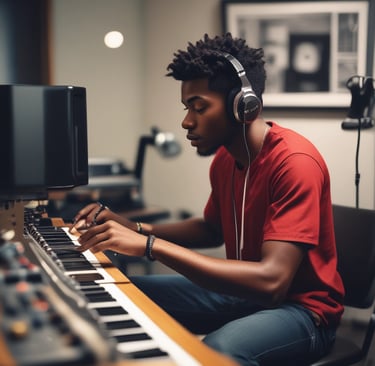 Music artist FATAL BOOK working on His music