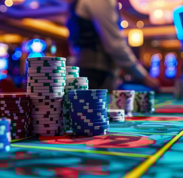 Roulette table with poker chips at a casino in the Dominican Republic nightlife