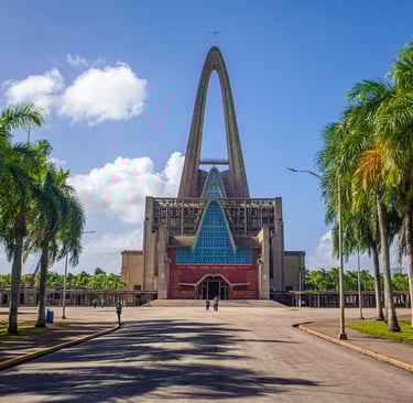 a large cathedral like building, the basilica in the dominican republic