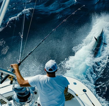 a man fishing in the ocean