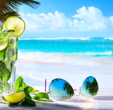a tropical cocktail on a beach in punta cana