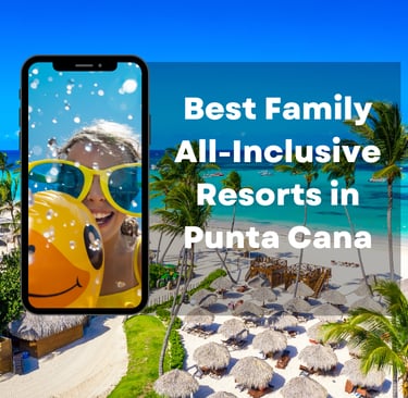Best family all-inclusive resorts in Punta Cana blog post with beach and palm trees in background