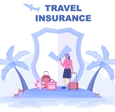 Traveler with luggage under palm trees, illustrating Dominican Republic travel insurance