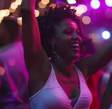 Woman enjoying nightlife in the Dominican Republic at a nightclub with music and dancing