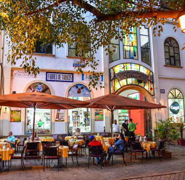 Evening restaurant scene in Santo Domingo Colonial Zone Dominican Republic