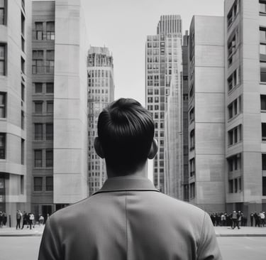 client standing in front of a building maybe need real estate services
