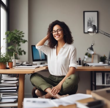 woman sitting on cliff raising both hands