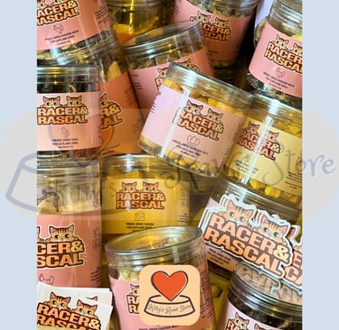 Group shot of Racer and Rascal products for cats