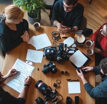 A group of creatives brainstorming ideas for a new project