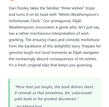 Review of the humorous book Mister Weatherspoon's Unfortunate Clock by Dan Dooley.