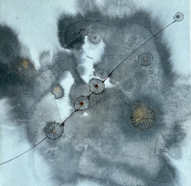 A Piece of Akasha 1©2024, Fumiyo Yoshikawa, Sumi-ink, gold on Kozo paper