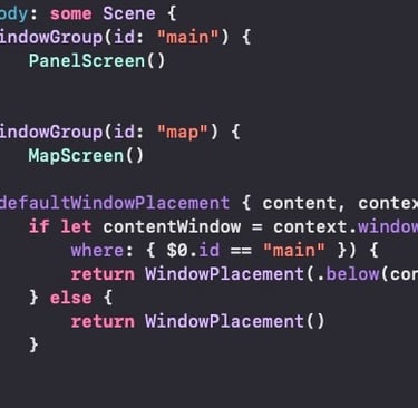 Code to place a window under other window for VisionOS and SwiftUI