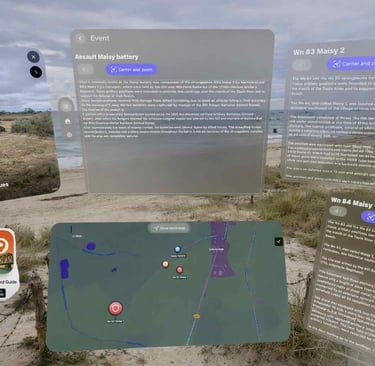 Maisy battery in Normandy immersive mode multi panels with Apple Vision Pro