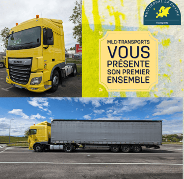 a yellow truck with a yellow trailer and a yellow truck