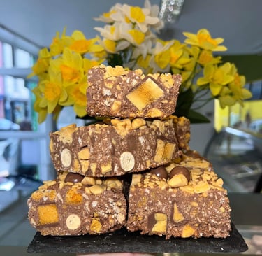Slices of Honeycombe Crunch inside Georgio's shop.