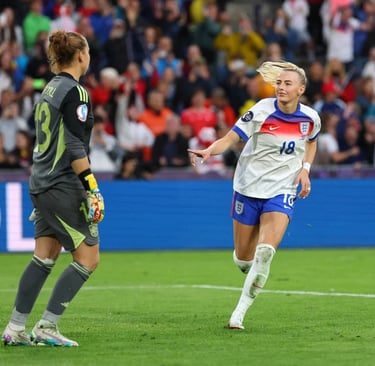 Chloe Kelly's celebration in the goalkeeper's face