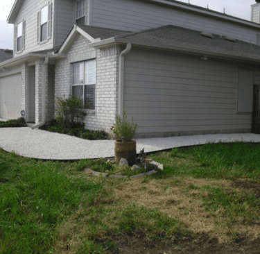 Limestone Gravel Walkways along house 