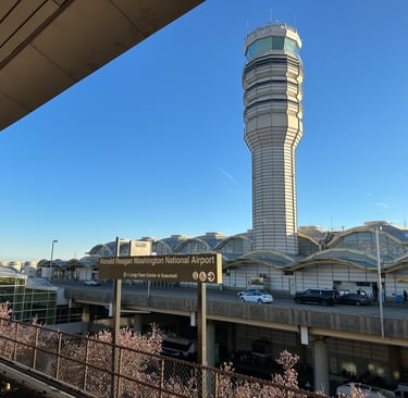 A control tower at Reagan national airport in Washington DC