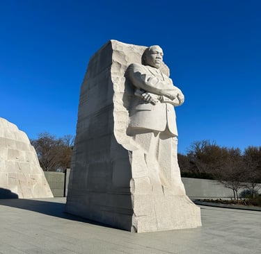 The Martin Luther King Jr. Memorial in Washington DC. Martin Luther King Jr. is coming out of stone,
